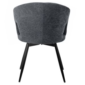 Lot de 2 Chaises de Repas Rotatives 180° en Tissu Doux Gris avec Accoudoirs et Piètement en Métal Noir - ALEX