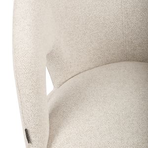 Lot de 2 Chaises de Repas Rotatives 180° en Tissu Doux Beige avec Accoudoirs et Piètement en Métal Noir - ALEX