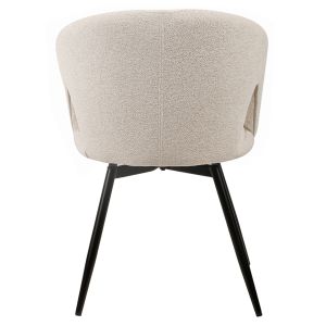 Lot de 2 Chaises de Repas Rotatives 180° en Tissu Doux Beige avec Accoudoirs et Piètement en Métal Noir - ALEX