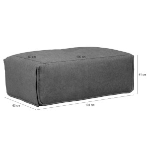 Pouf rectangulaire 105 cm pour canapé composable et modulable en tissu gris - LIVING