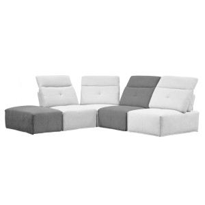 Pouf rectangulaire 105 cm pour canapé composable et modulable en tissu gris - LIVING