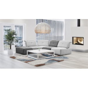 Pouf rrectangulaire 105 cm pour canapé composable et modulable en tissu gris clair - LIVING