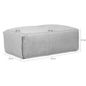 Pouf rrectangulaire 105 cm pour canapé composable et modulable en tissu gris clair - LIVING