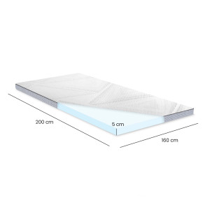 Surmatelas confort 160 x 200 cm mousse mémoire de forme thermorégulatrice et gel AirFeel™ maintien 3 zones – MARY