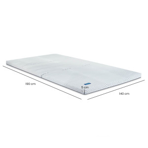 Surmatelas 140 x 190 cm confort 5 zones mousse mémoire de forme et gel rafraîchissant OXYGEL™ et fibres SEAQUAL™ – NANA