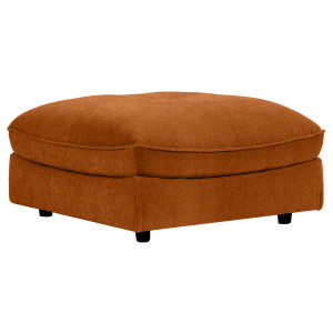 Pouf pour Canapé Composable et Modulable en Tissu Doux Orange Capitonné avec Passepoil - CHARLES