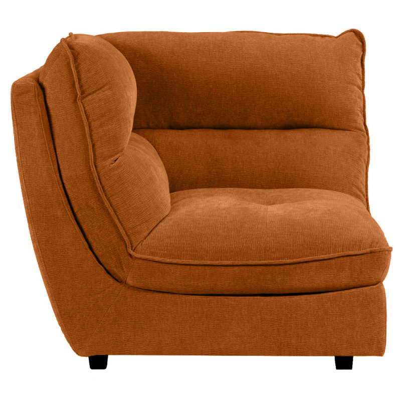 Angle pour Canapé Composable et Modulable en Tissu Doux Orange Capitonné avec Passepoil - CHARLES
