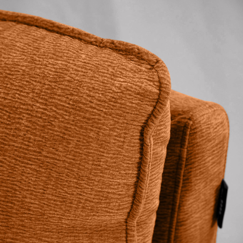 Angle pour Canapé Composable et Modulable en Tissu Doux Orange Capitonné avec Passepoil - CHARLES