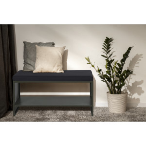 Banc Entrée L. 102 cm en Métal Ajouré Vert Foncé avec Étagère Chaussures et Assise Tissu - LONE 6986