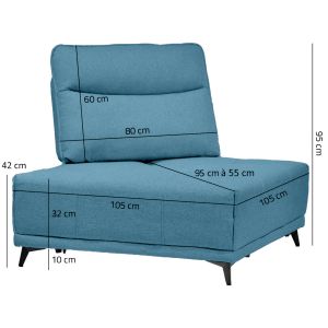 Angle pour canapé modulable en tissu bleu dossier réglable - GINA