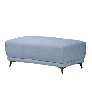 Pouf pour canapé modulable en tissu bleu clair pieds gris anthracite - GINA