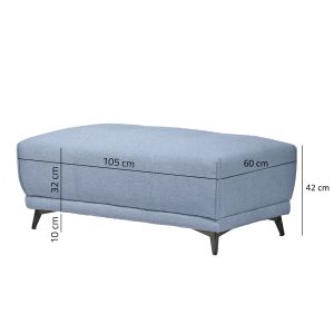 Pouf pour canapé modulable en tissu bleu clair pieds gris anthracite - GINA