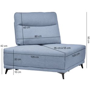 Angle pour canapé modulable en tissu bleu clair dossier réglable - GINA