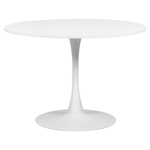 Table de Repas Ronde D. 110 cm Plateau Blanc et Pied Central en Métal Blanc - BIANCA