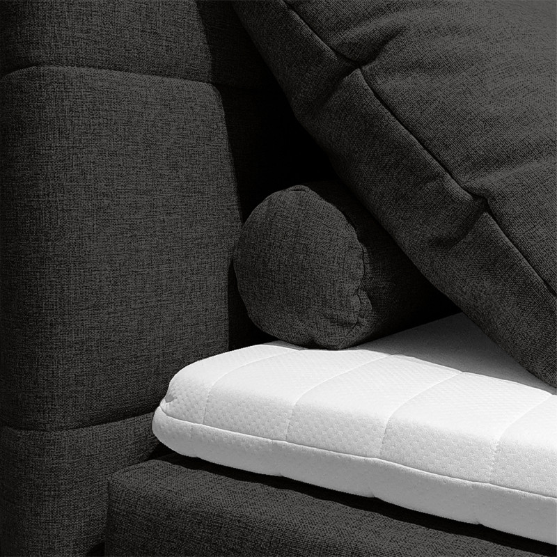 Tête de lit 160 cm en tissu capitonné gris anthracite compatible lit en 160 cm moderne et élégante – AISHA