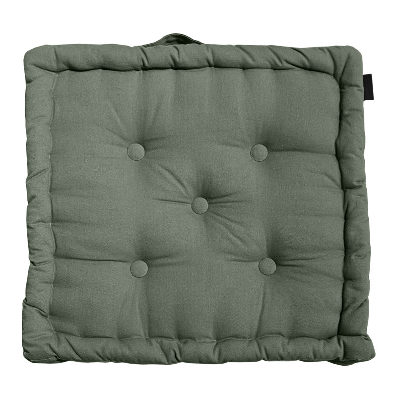 Coussin de Sol Carré 50 x 50 cm Capitonnés et Matelassé en Coton Vert - DOLORES