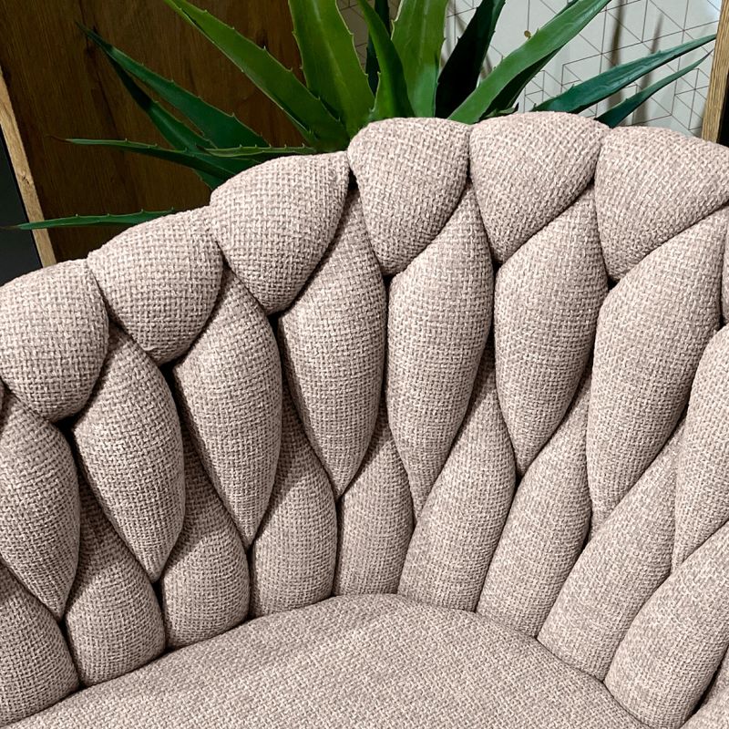 Lot de 2 Chaises en tissu tressé matelassé doux avec accoudoirs beige et Pieds métal - BOWI 2