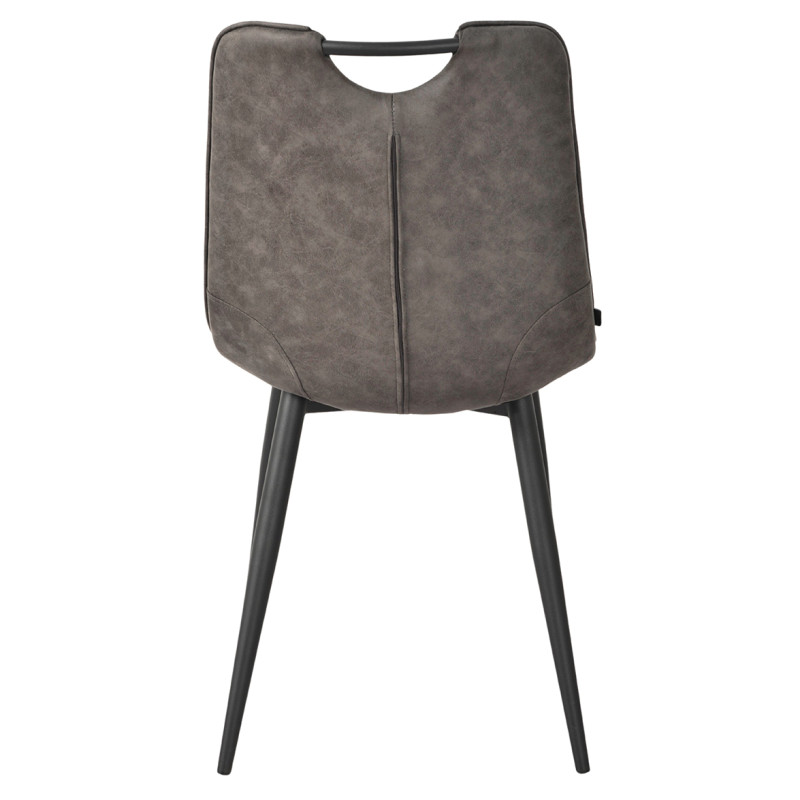 Lot de 2 chaises en tissu microfibre gris anthracite effet simili avec poignée et pieds métal noirs - MUSE 2