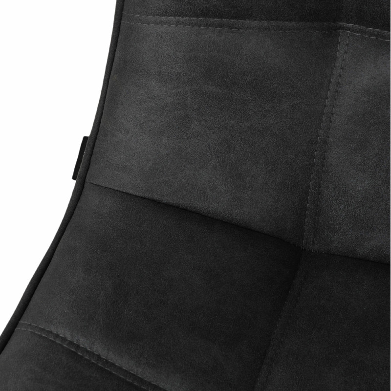 Lot de 2 chaises en tissu microfibre noir vintage effet simili avec poignée et pieds métal noirs - MUSE 2