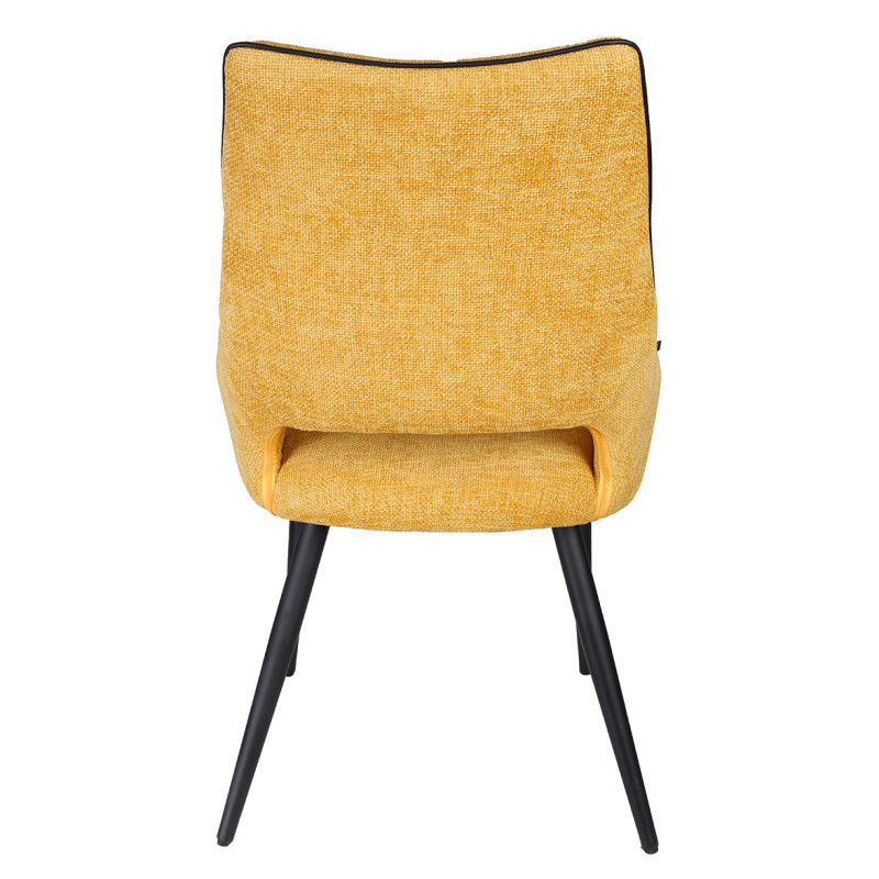 Lot de 2 chaises en tissu jaune design avec passepoil en smili noir et 4 pieds en métal noir - ANAIS 2