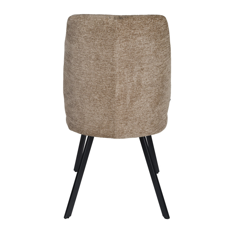 Lot de 2 chaises en tissu marron doux et épais avec dossier haut pieds métal noir - FUZO 2