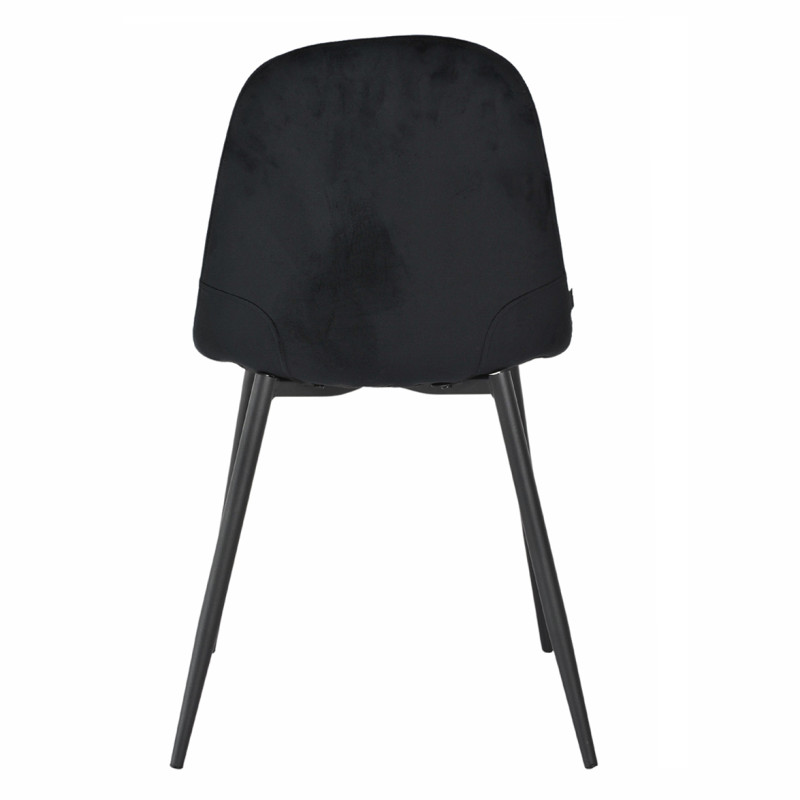 Lot de 2 chaises de repas en tissu velours noir avec pieds métal noir – BIBA 2