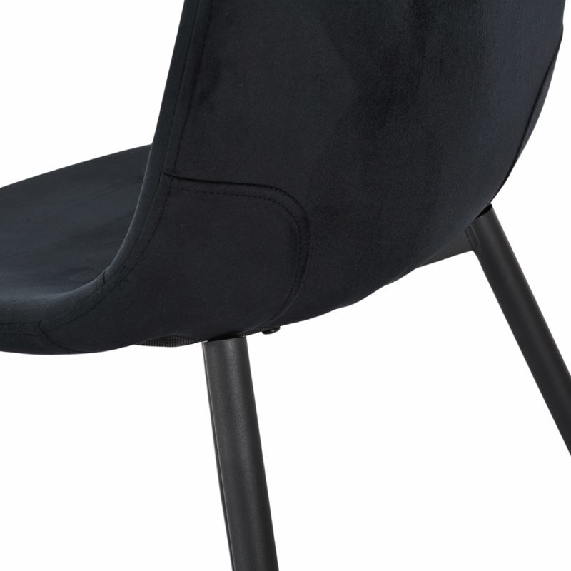 Lot de 4 chaises de repas en tissu velours noir avec pieds métal noir – BIBA 2