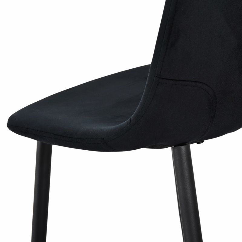Lot de 4 chaises de repas en tissu velours noir avec pieds métal noir – BIBA 2