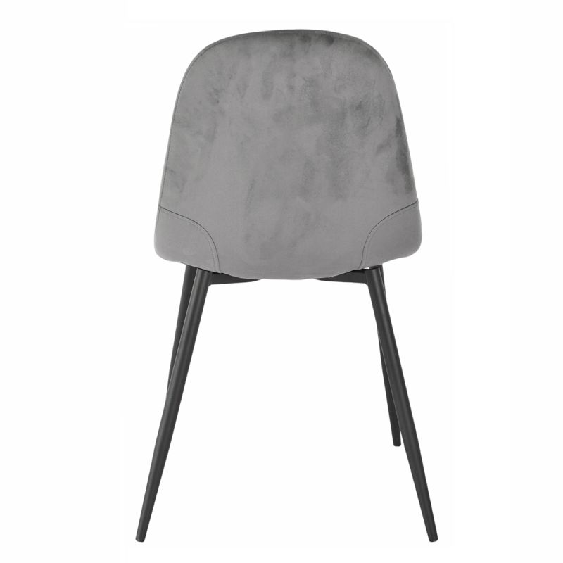 Lot de 4 chaises de repas en tissu velours gris anthracite avec pieds métal noir – BIBA 2
