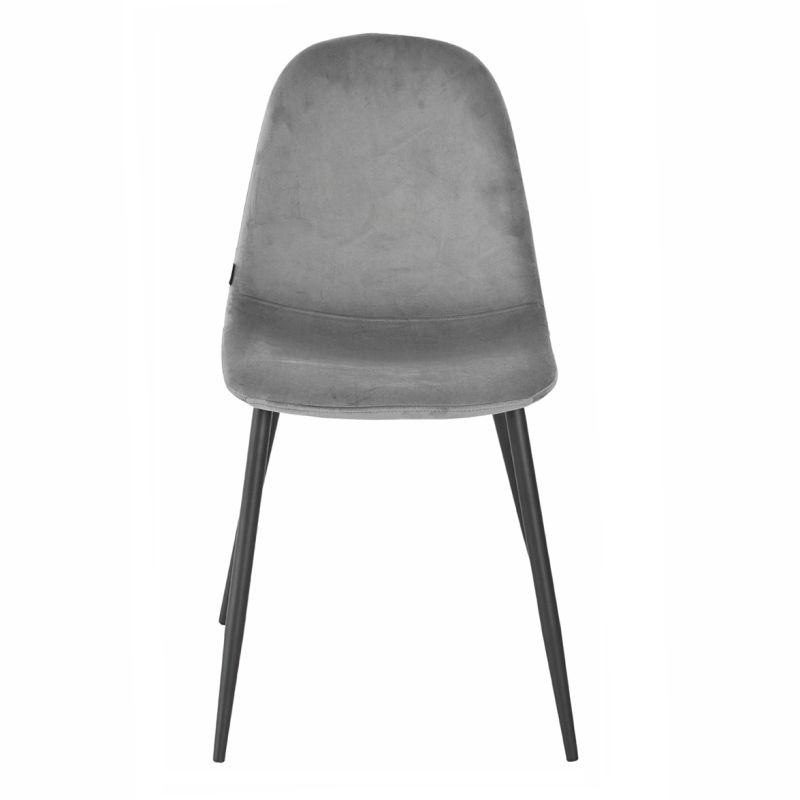 Lot de 4 chaises de repas en tissu velours gris anthracite avec pieds métal noir – BIBA 2