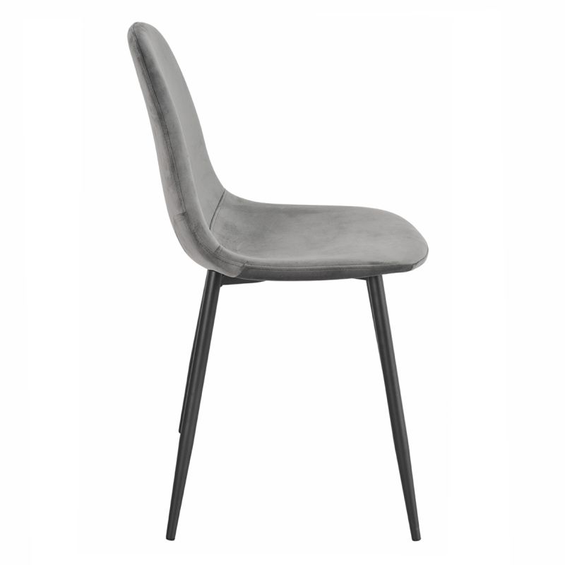 Lot de 4 chaises de repas en tissu velours gris anthracite avec pieds métal noir – BIBA 2