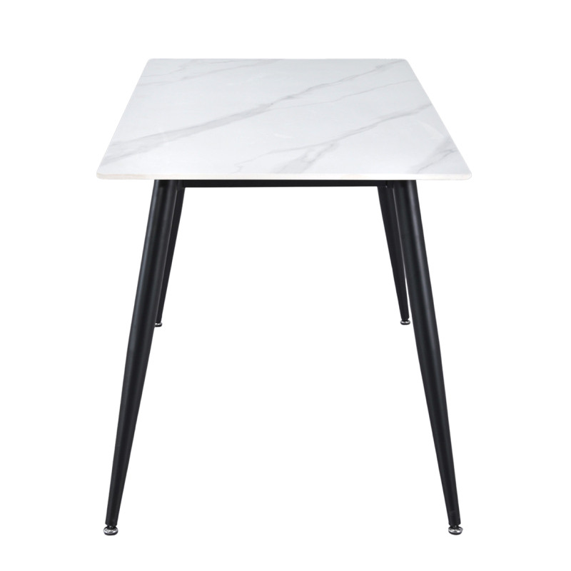 Table 130 x 70 cm en céramique blanc marbré et pieds métal noir - RYDER 2