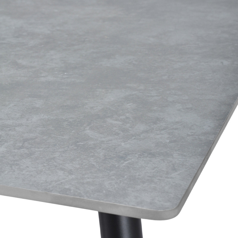 Table 130 x 70 cm en céramique gris béton et pieds métal noir - RYDER 2