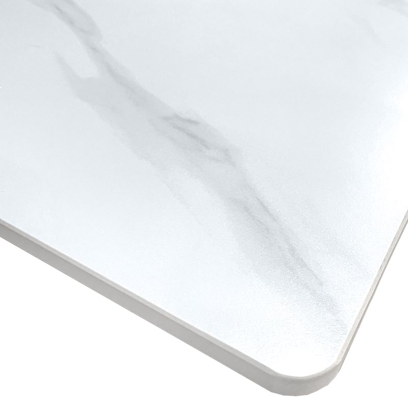 Table 130 x 70 cm en céramique blanc marbré et pieds métal noir - RYDER 2