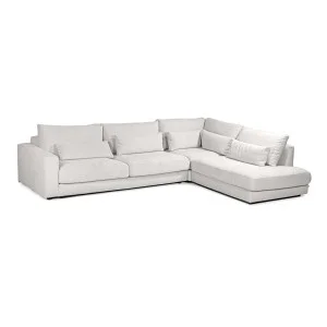 Canapé d'angle droit 325 cm en tissu microfibre ivoire confort moelleux - CECILE