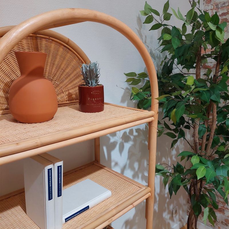 Etagère H. 160 cm en rotin naturel angles arrondis 4 étagères - DARIA