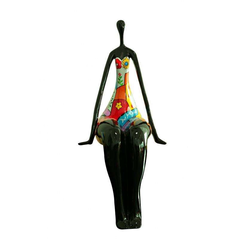 Statue femme figurine d coration noire et multicolore 